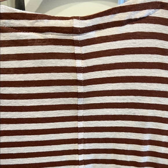 J. Jill Burgundy and White Striped V-Neck Tee - Picture 10 of 11